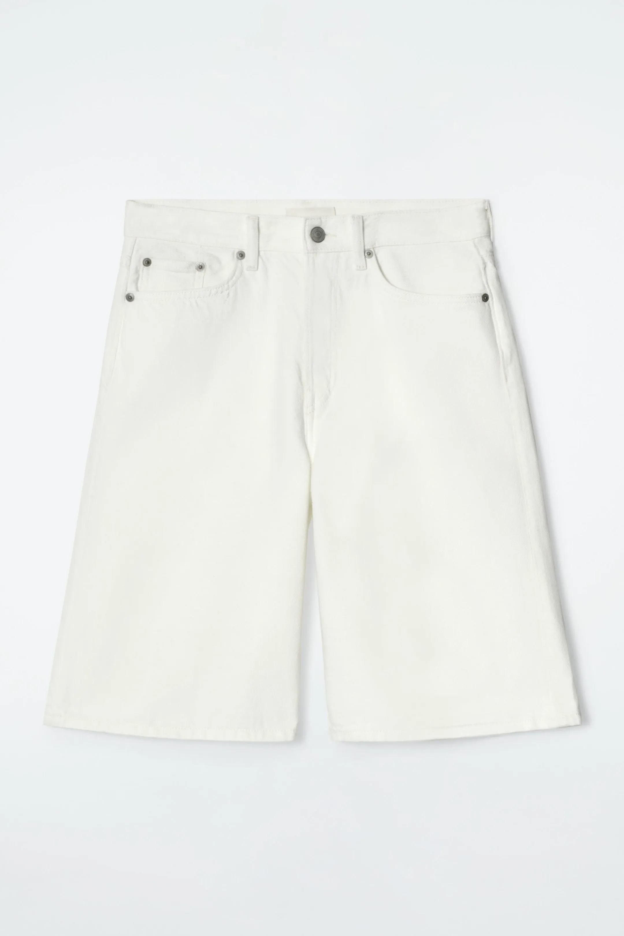 Longline denim shorts