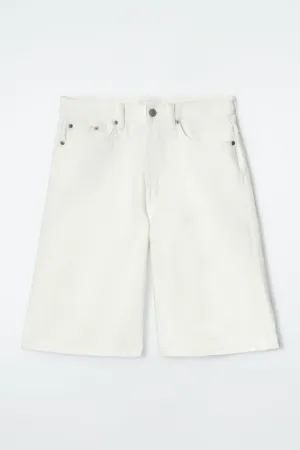 Longline denim shorts