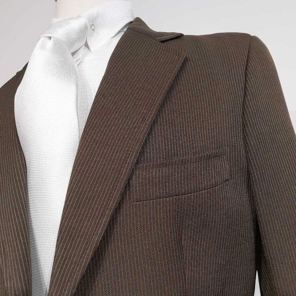Lord Geoffrey Brown Striped Mens Suit