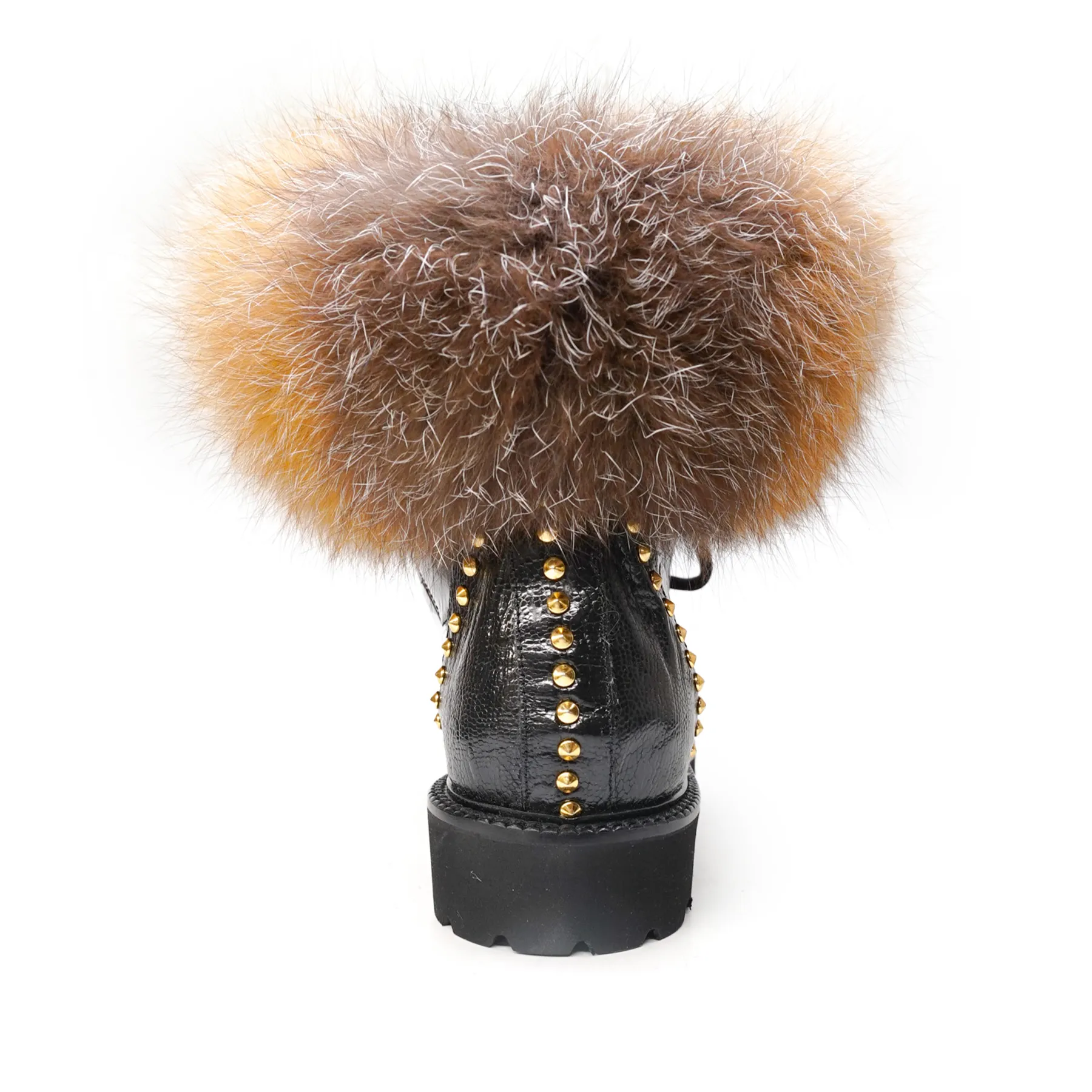 Mauri 4963/4 Black Alligator / Ostrich / Fox Fur Boots