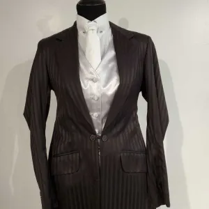 MDA Custom Dark Brown Suit with Red Stripes