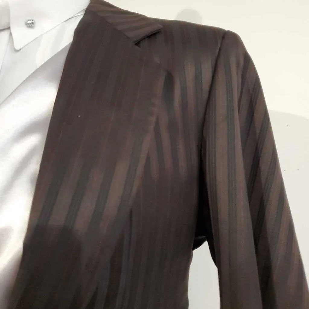 MDA Custom Dark Brown Suit with Red Stripes