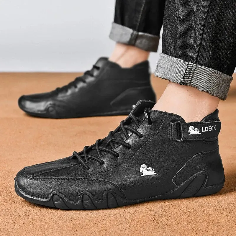 Men Boots Casual Motorcycle Winter Shoes Waterproof High Top Sneakers Luxury Footwear