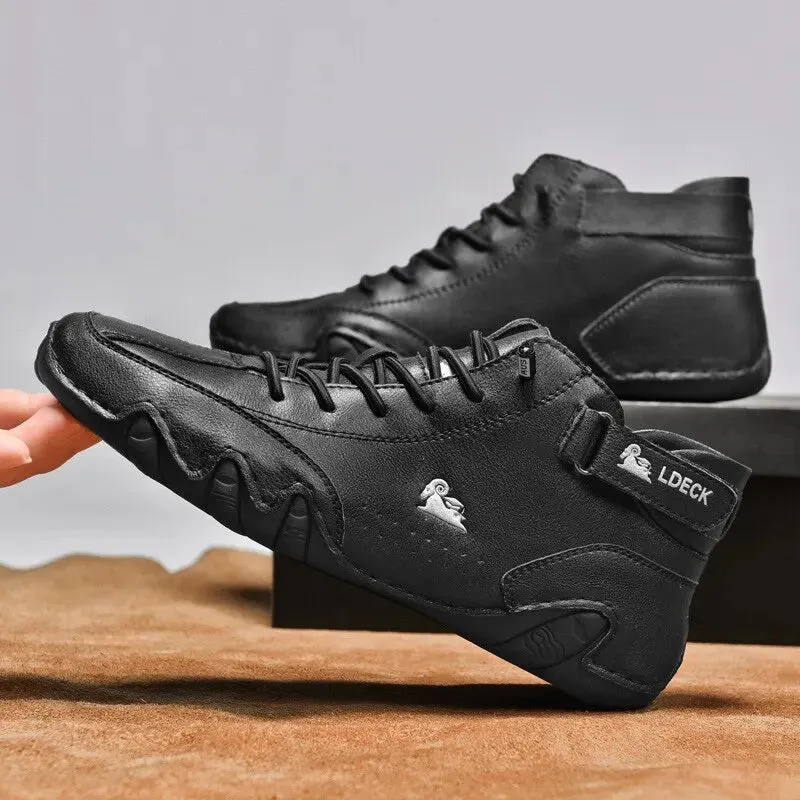 Men Boots Casual Motorcycle Winter Shoes Waterproof High Top Sneakers Luxury Footwear