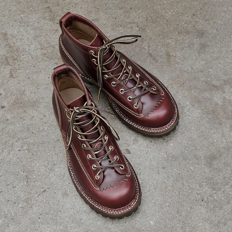Men's Lace-to-Toe Work Boots, Pull-Up Leather
