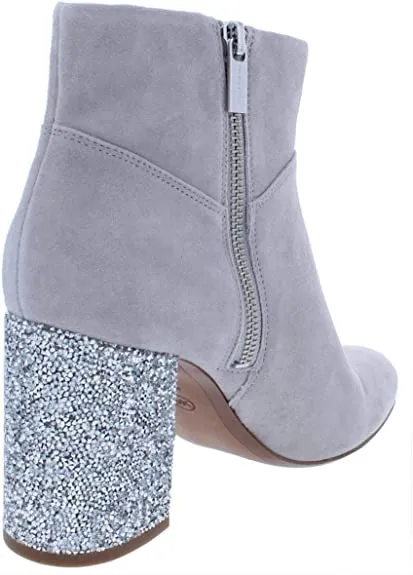 Michael Michael Kors Womens Cher Suede Glitter Ankle Boots Gray 9 Medium (B,M)