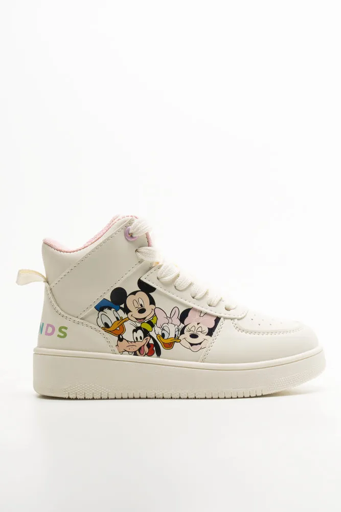 Mickey Mouse Club  High Top Sneakers Cream