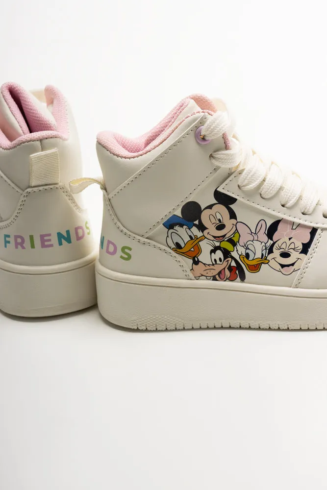 Mickey Mouse Club  High Top Sneakers Cream