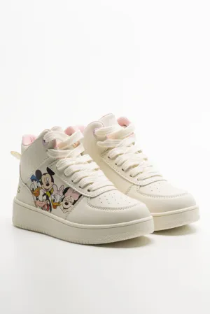 Mickey Mouse Club  High Top Sneakers Cream