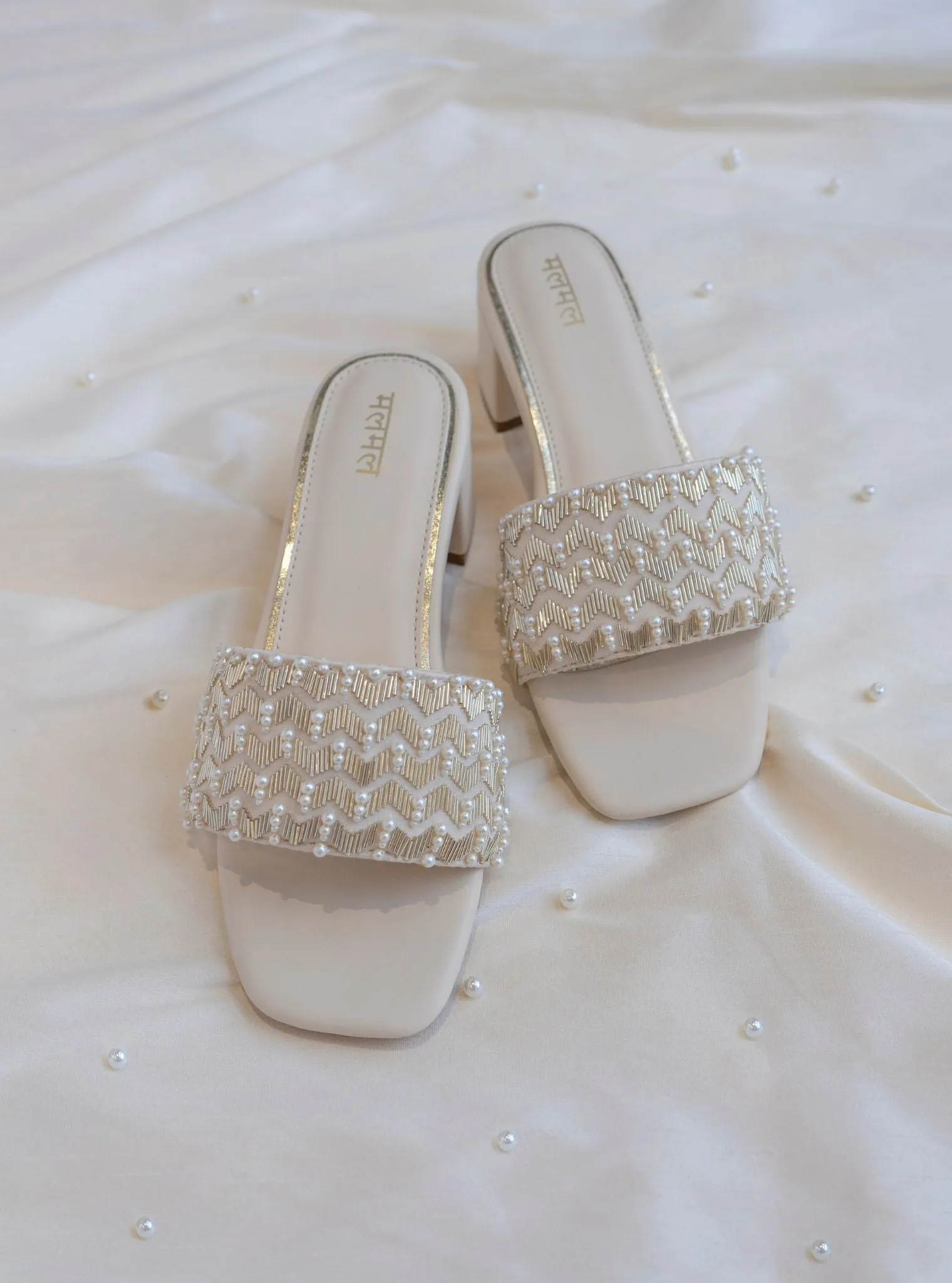 Mulmul Lata Light Gold Vegan Heel
