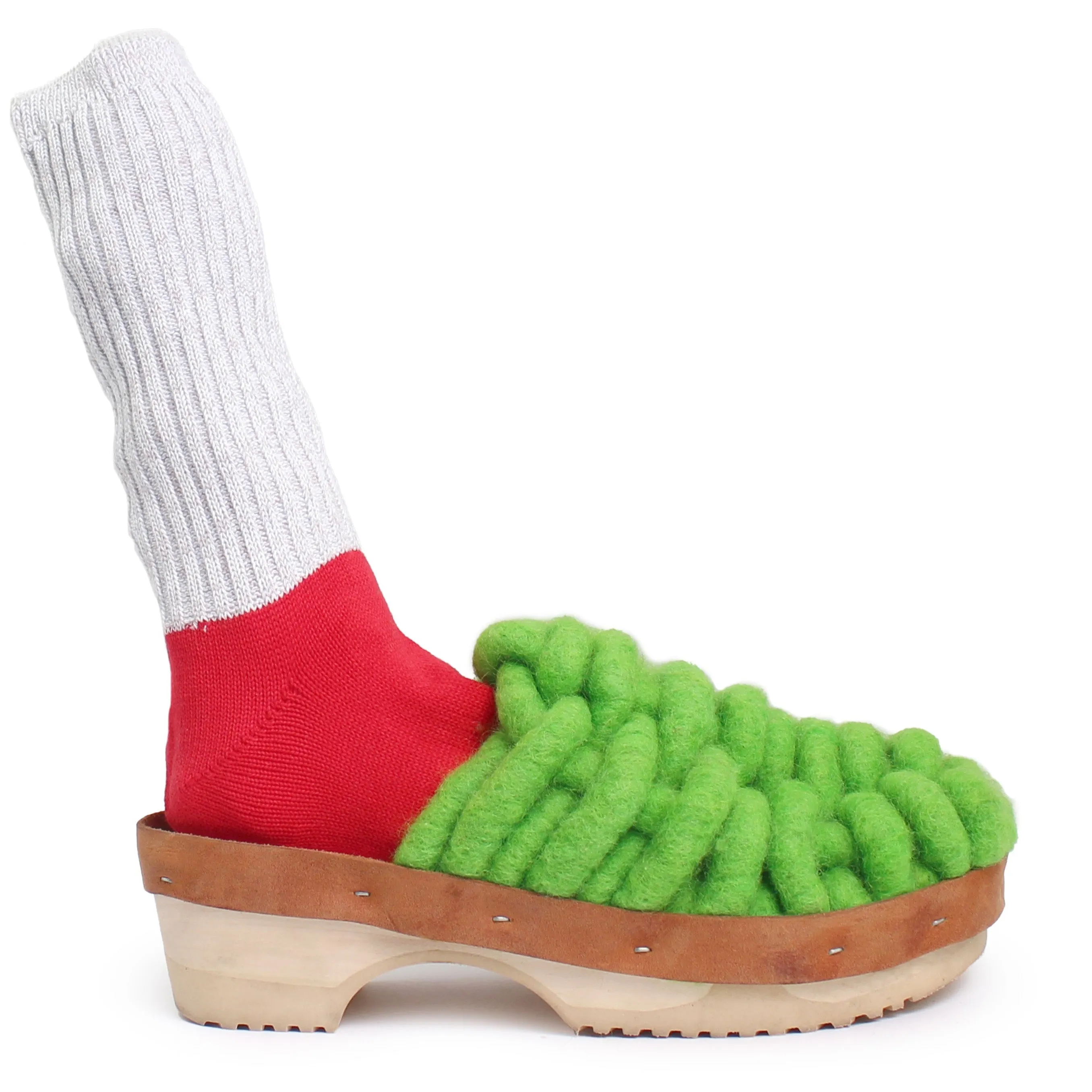 NET PANTO WOOL CLOG   Lime Green