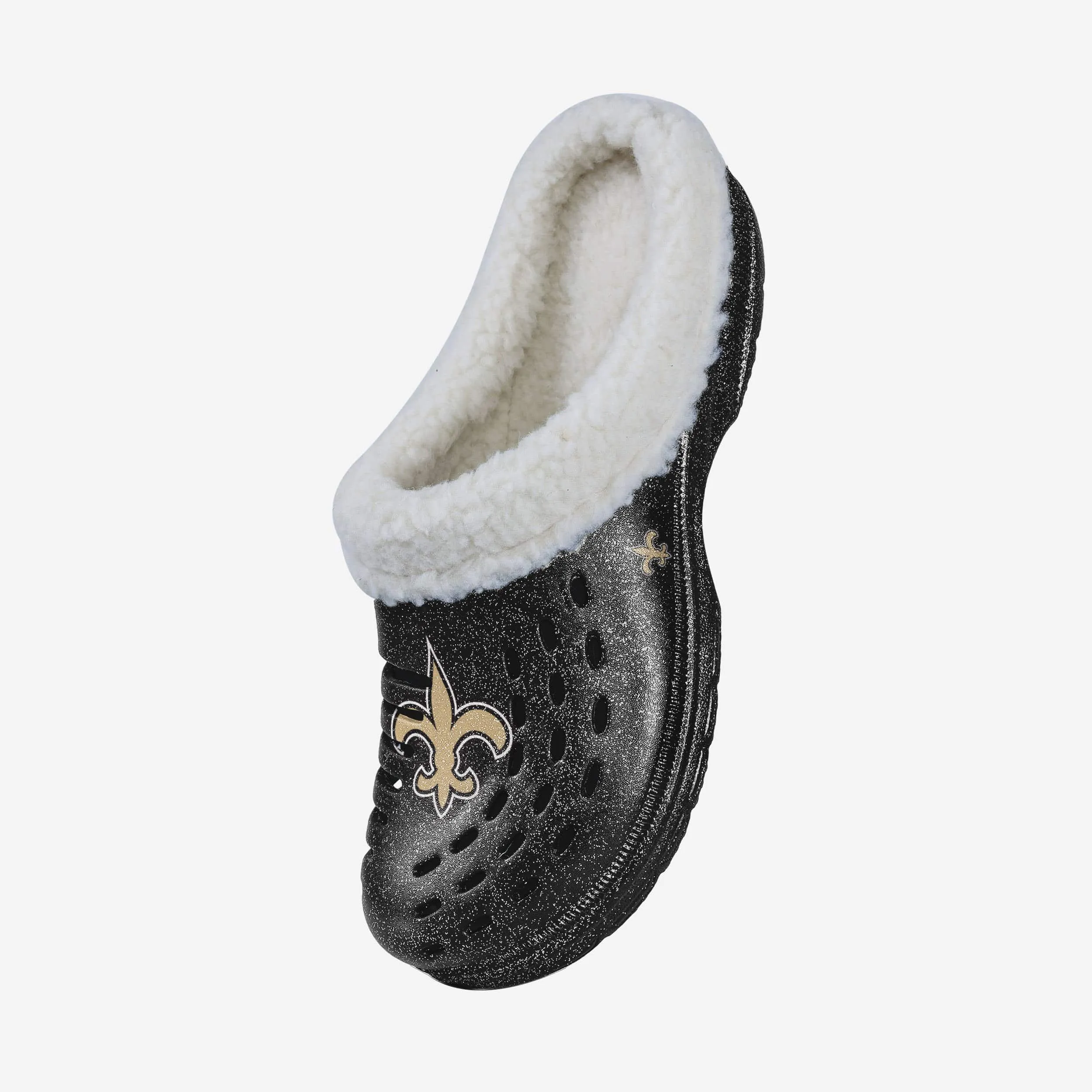 New Orleans Saints Womens Sherpa Lined Glitter Clog
