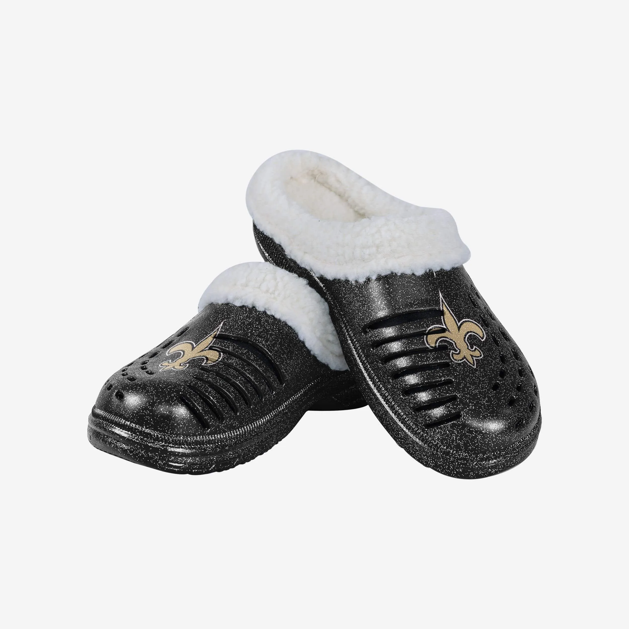 New Orleans Saints Womens Sherpa Lined Glitter Clog