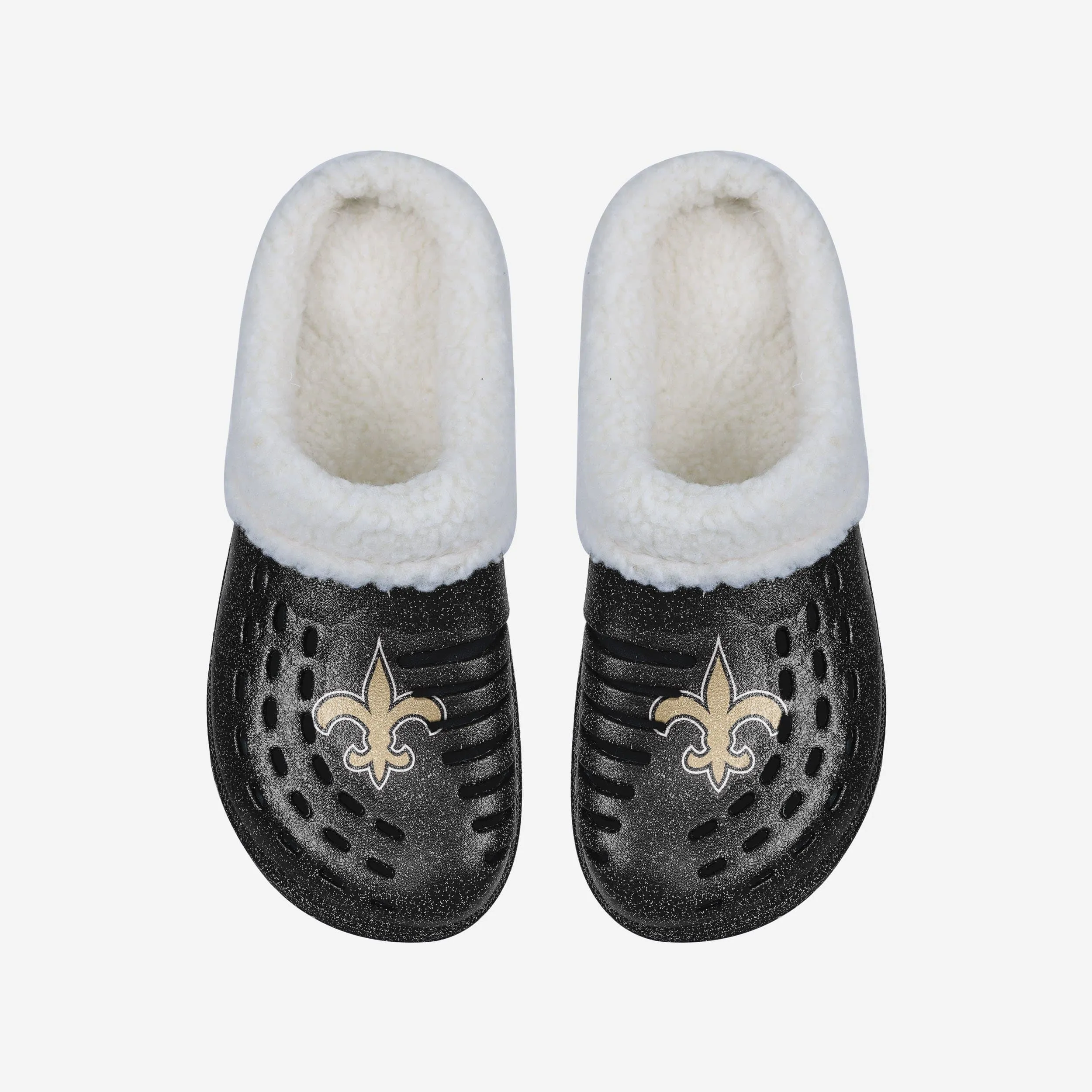 New Orleans Saints Womens Sherpa Lined Glitter Clog