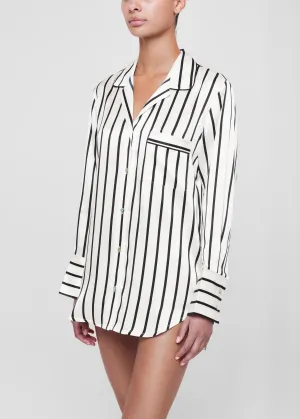 Paris Oversized Pyjama Shirt Jet Black Silk