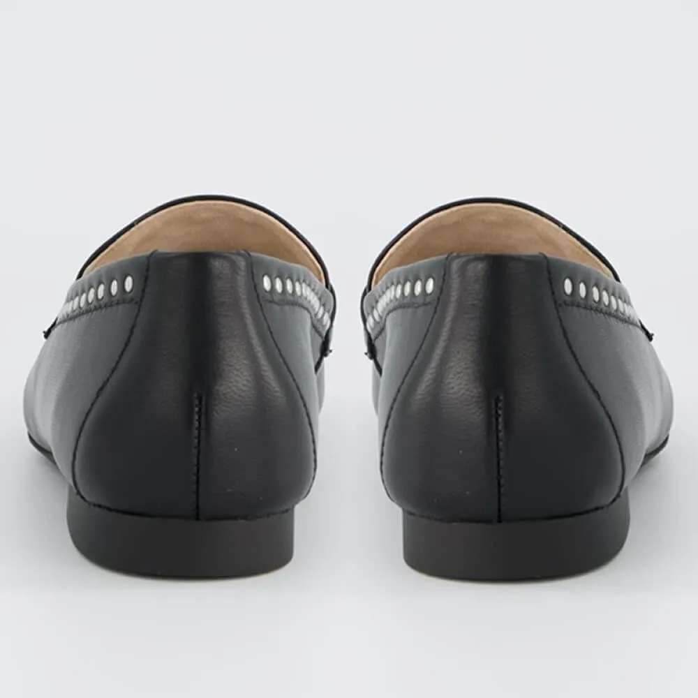Paul Green Leather Loafer with studs 1137-BLACK