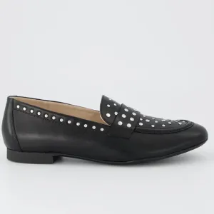 Paul Green Leather Loafer with studs 1137-BLACK