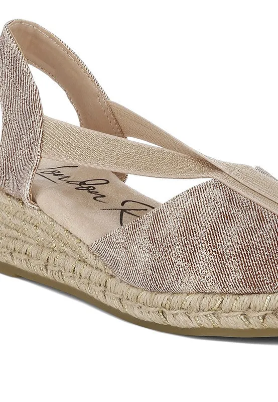 Port Side Metallic Woven Espadrille Wedges