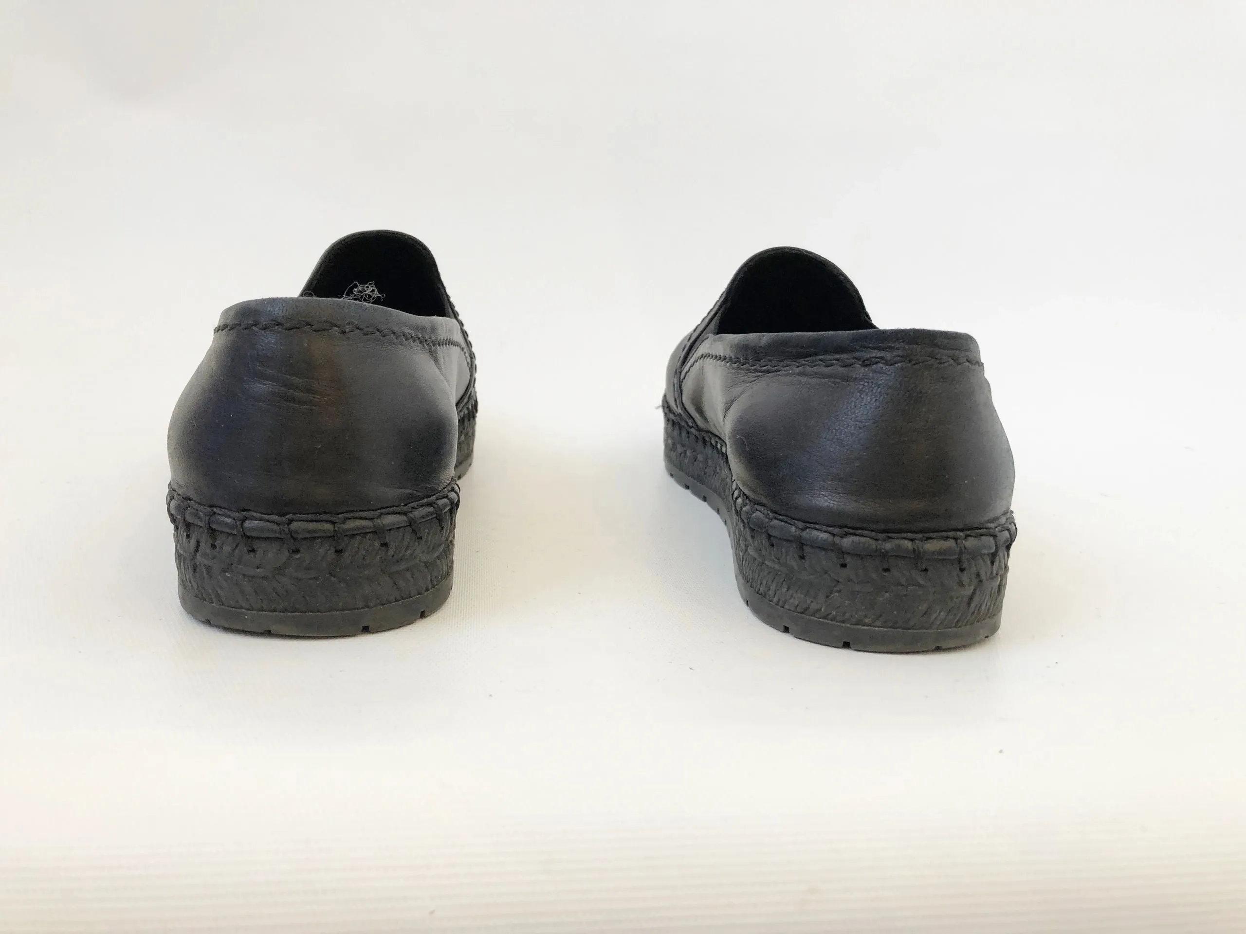 Prada Black Leather Espadrille Size 8.5