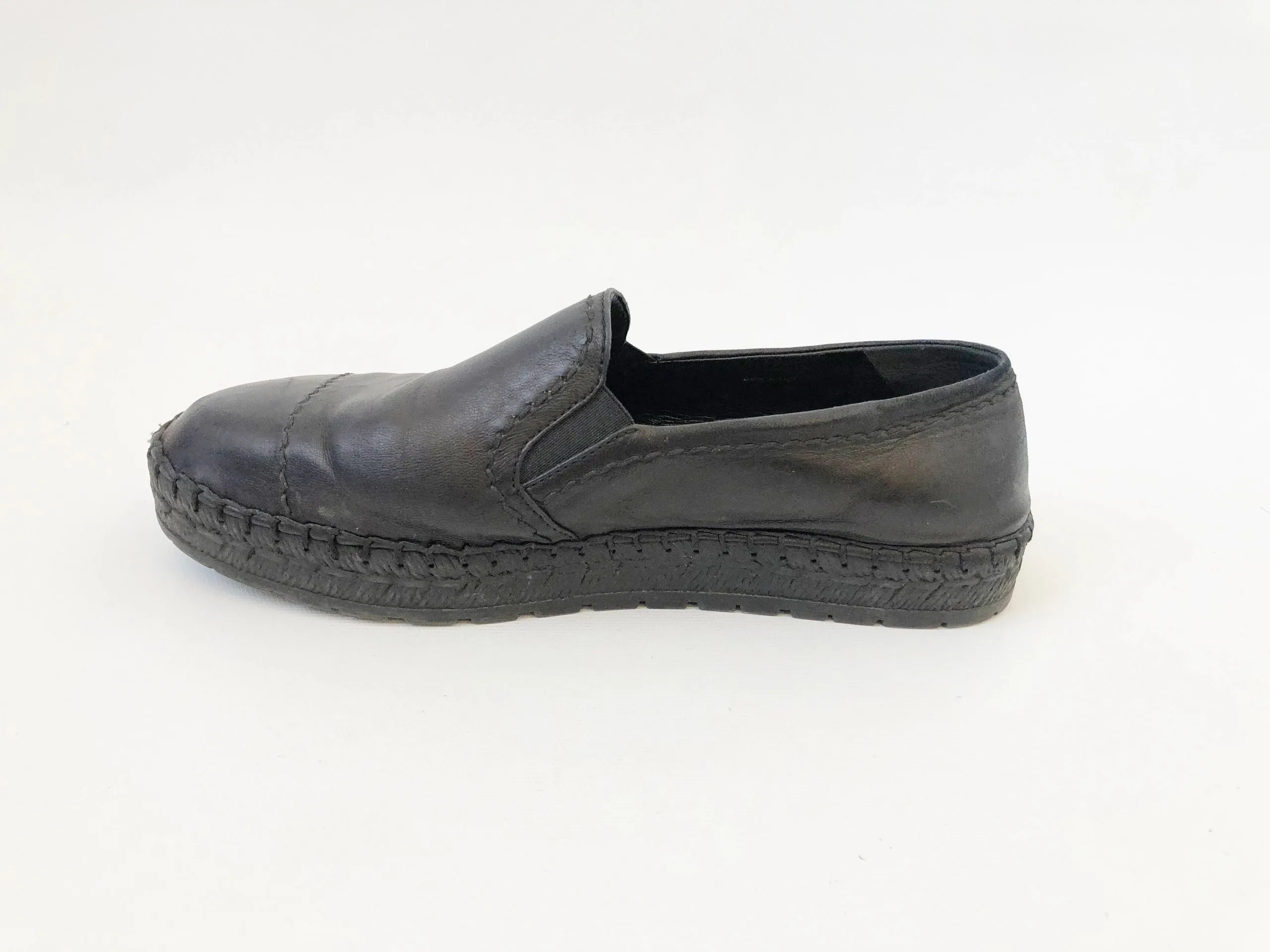 Prada Black Leather Espadrille Size 8.5