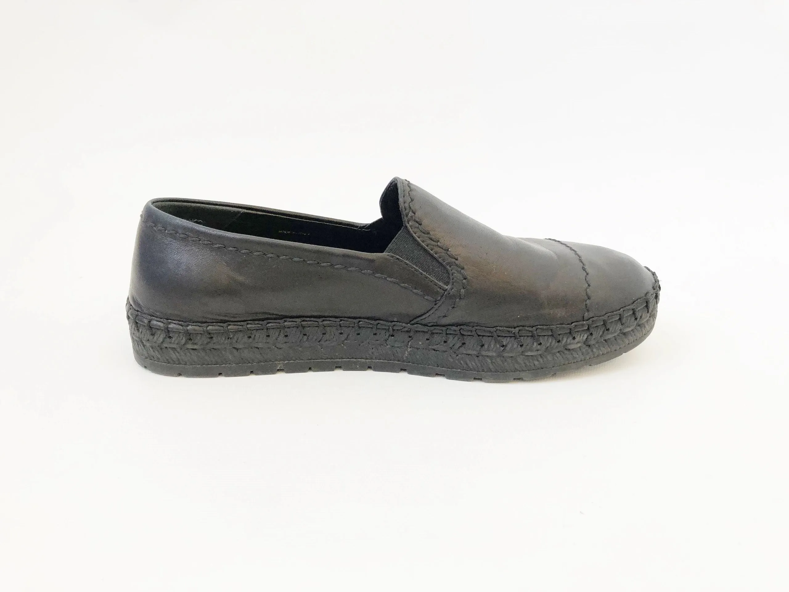 Prada Black Leather Espadrille Size 8.5
