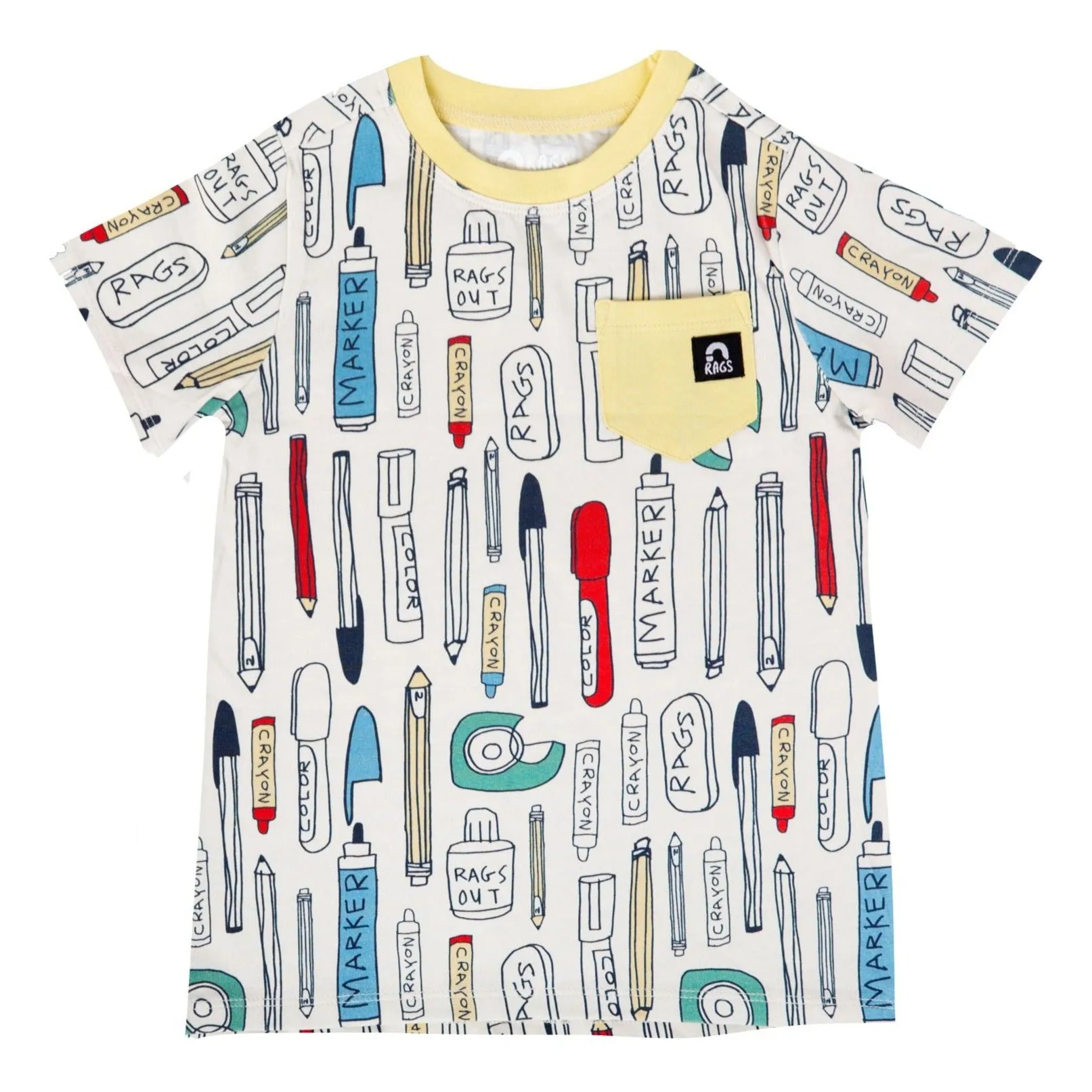 RAGS S/S Drop Back Chest Pocket Tee - Back to School - Cream