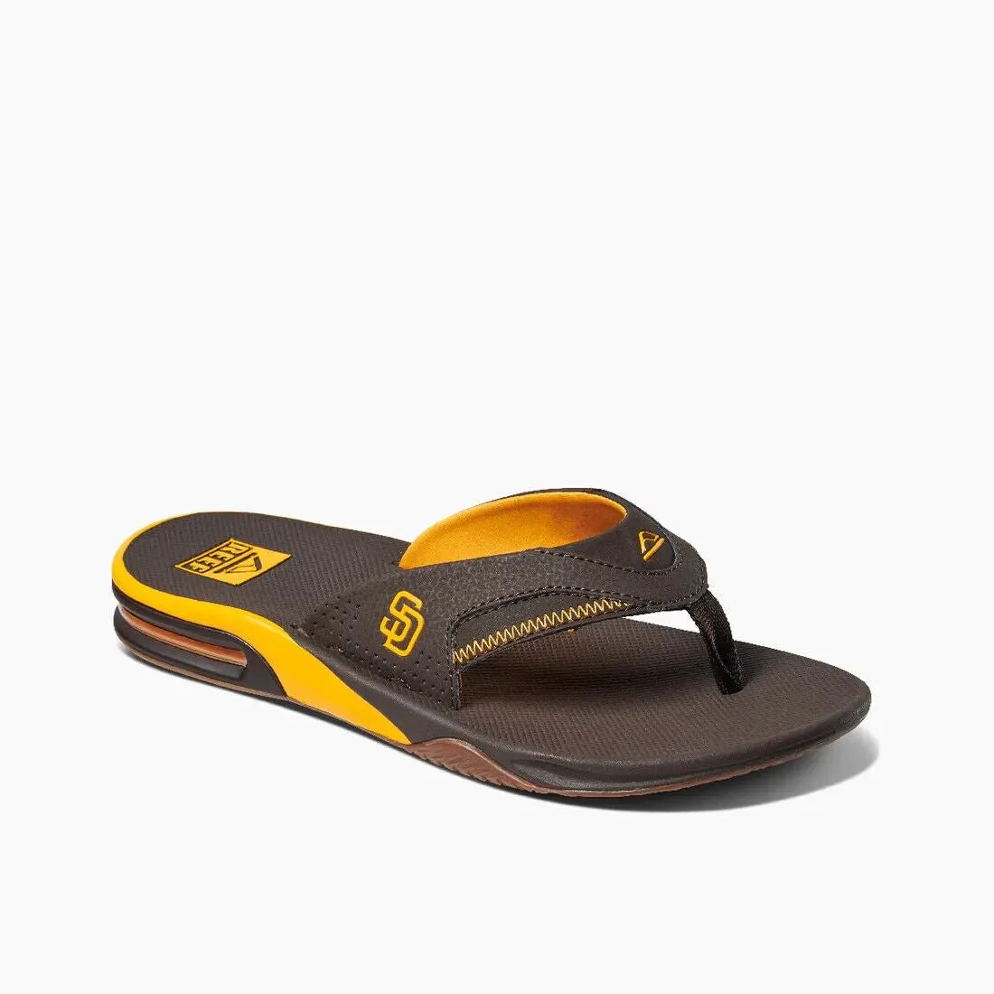 Reef Men's San Diego Padres Brown Fanning Bottle Opener Sandals