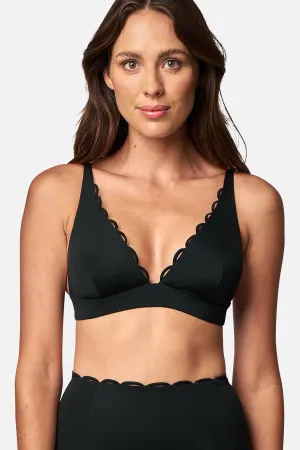 Scalloped Never Say Never Bikini Bralette BLACK