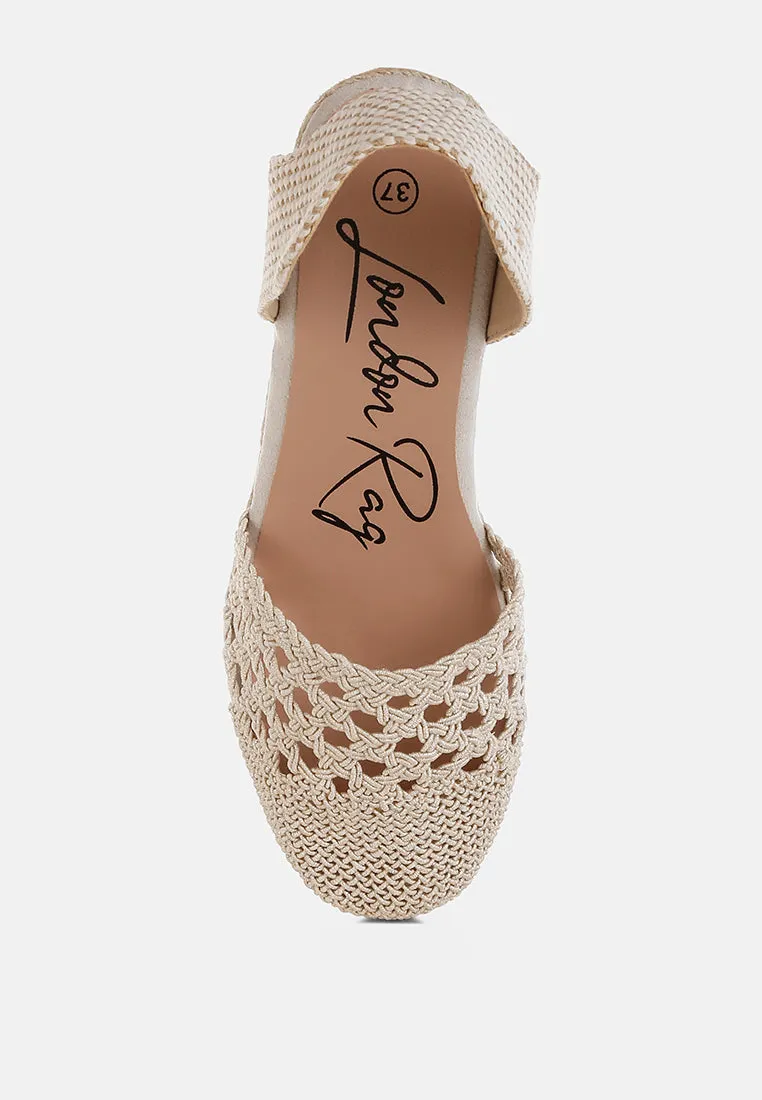 Sea Breeze Woven Lace-Up Espadrille Wedges
