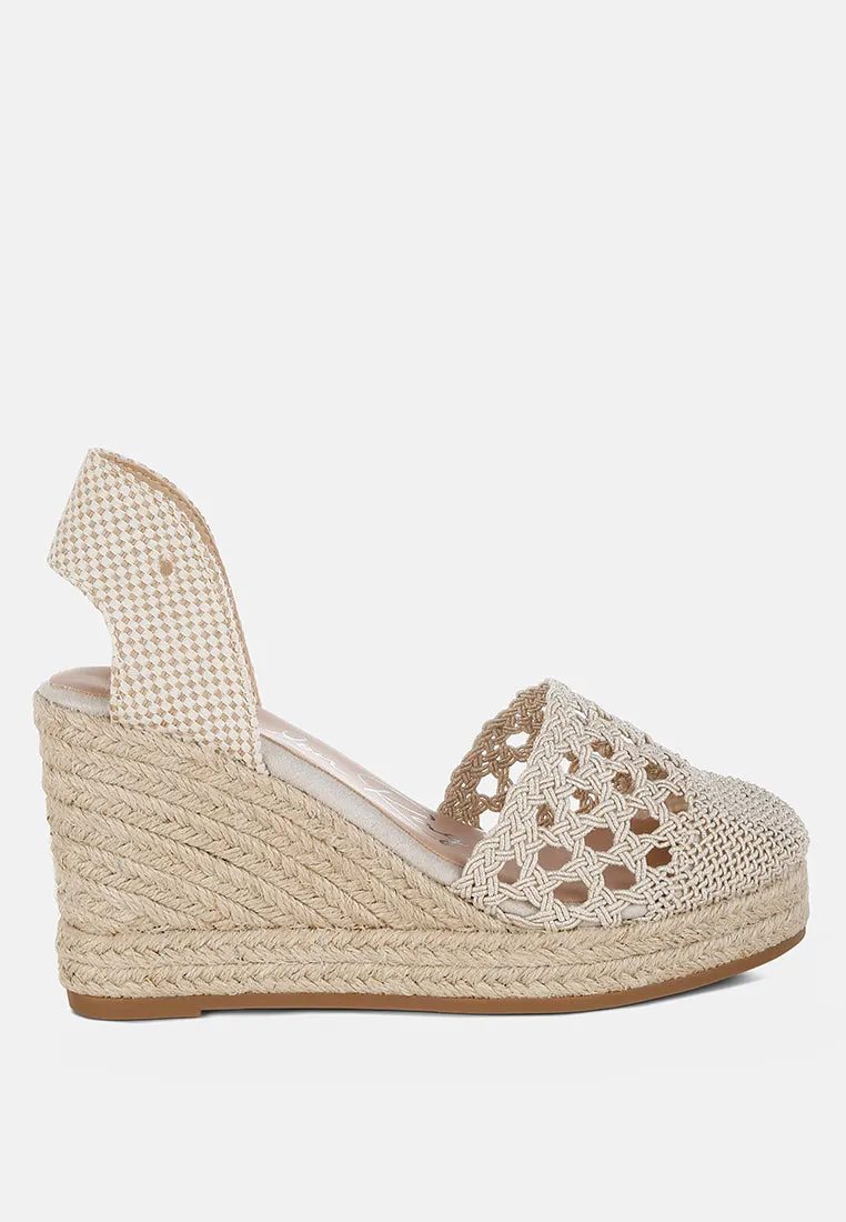 Sea Breeze Woven Lace-Up Espadrille Wedges