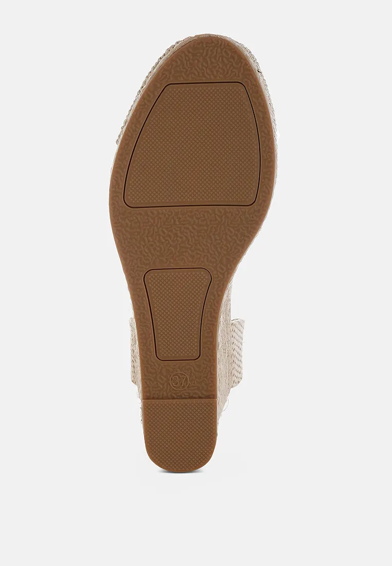 Sea Breeze Woven Lace-Up Espadrille Wedges