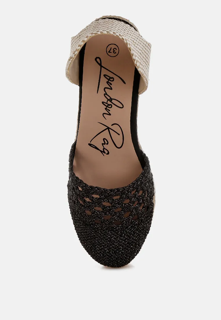 Sea Breeze Woven Lace-Up Espadrille Wedges