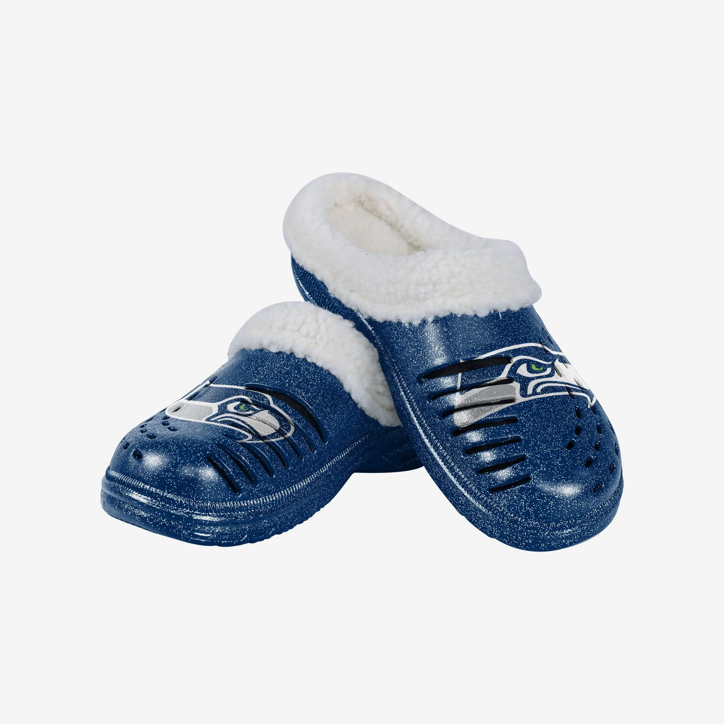 Seattle Seahawks Womens Sherpa Lined Glitter Clog