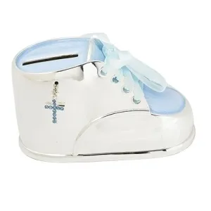 Silver and Blue Shoe Bank   2 1/2"