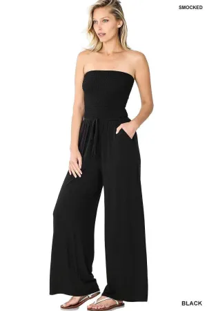 Smocked Jumpsuit, Black