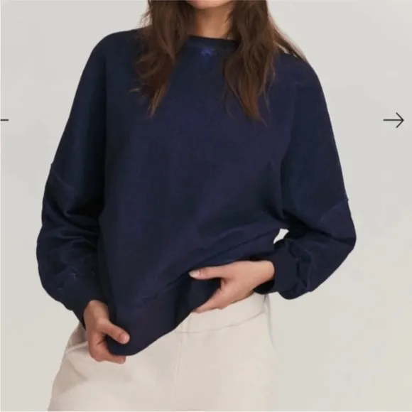 Something Navy oversized Reversed Jersey Sweatshirt in size XS