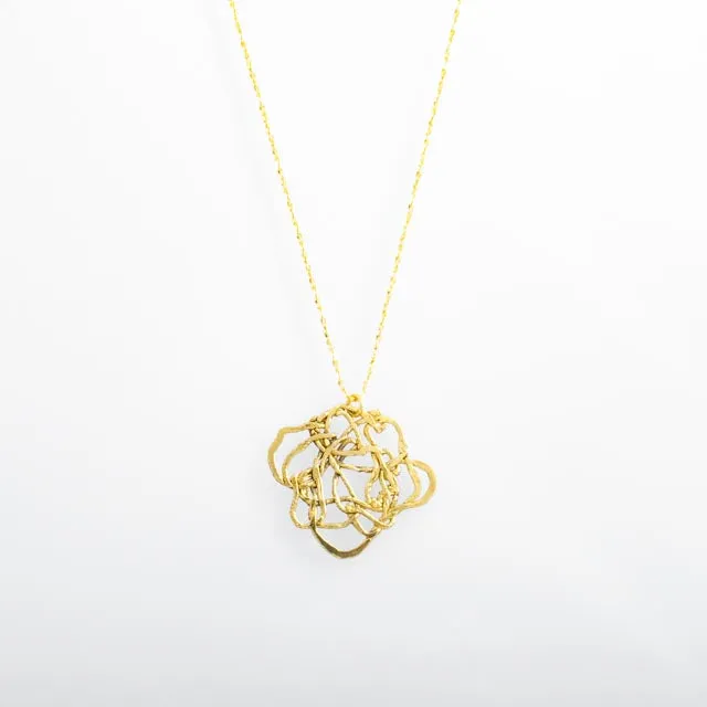 Spun Pressed Wire Organic Shaped Pendant in 22kt Gold