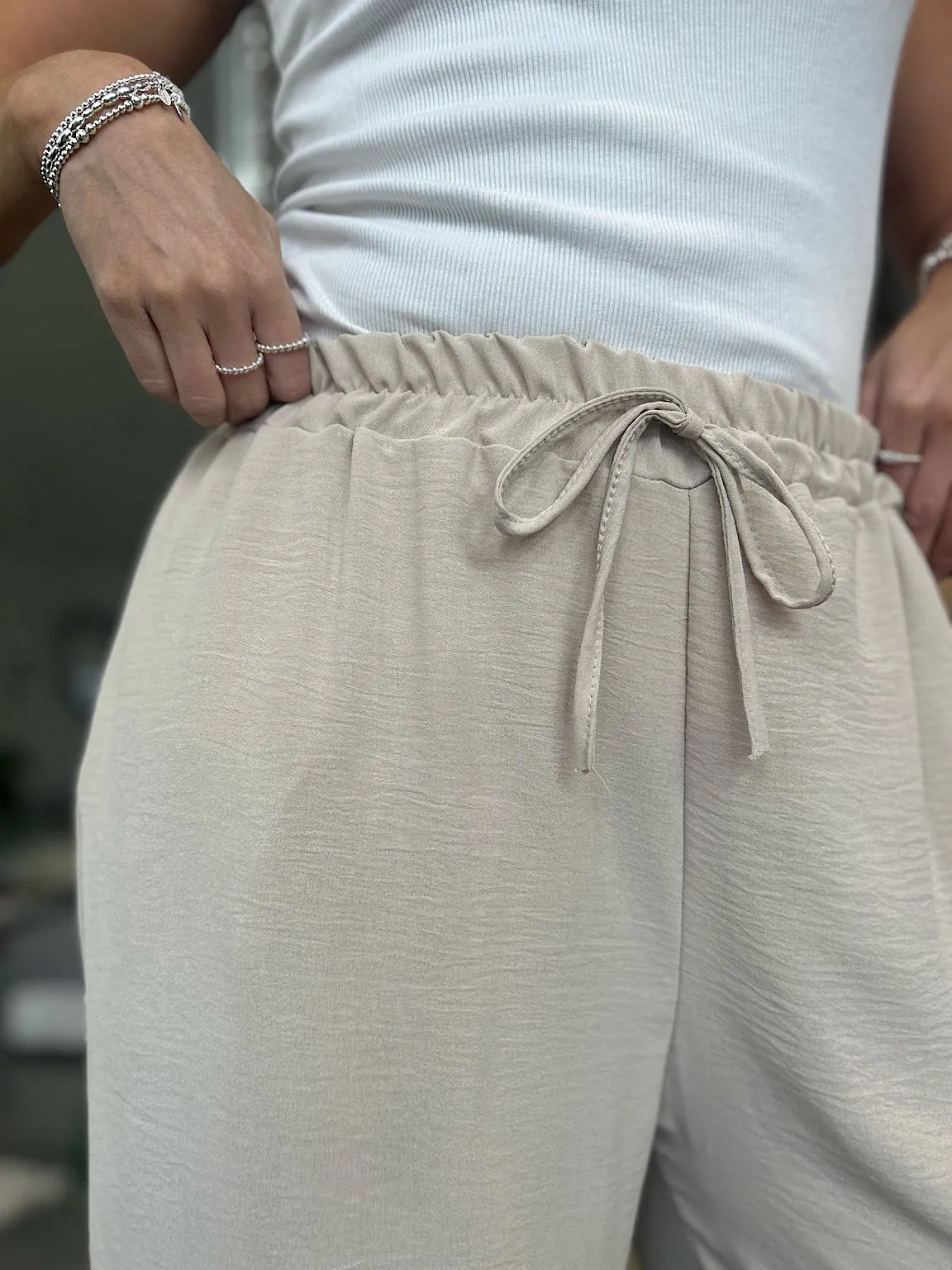 Stone Wide Leg Pocket Trousers Claudia