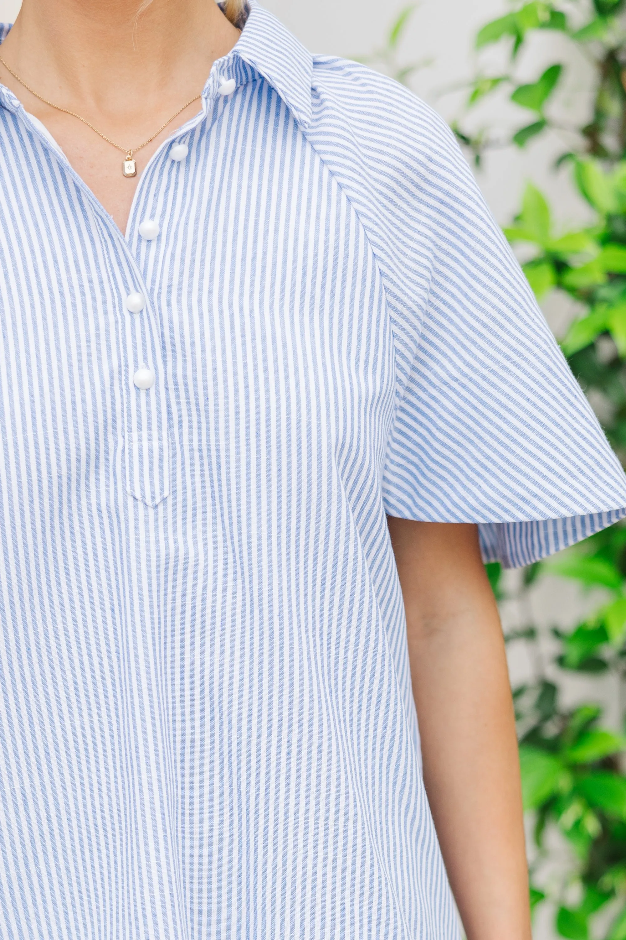 Talk It Through Blue Striped Dress