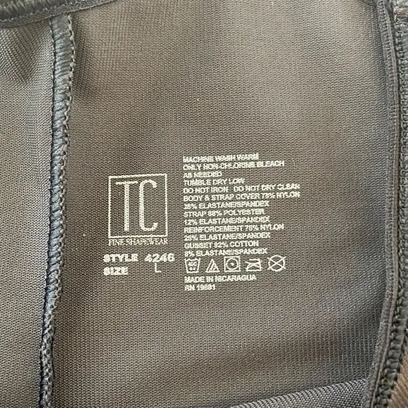 TC Bodysuit Firm Control Black Size Large NWT