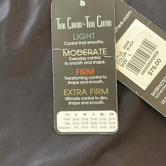 TC Bodysuit Firm Control Black Size Large NWT
