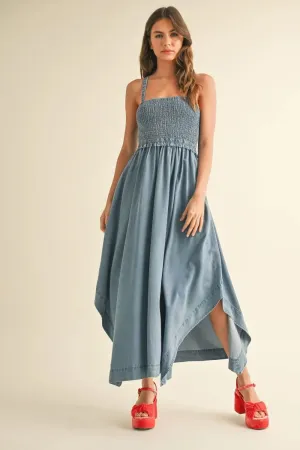 TENCEL SMOCKING TOP LONG DRESS