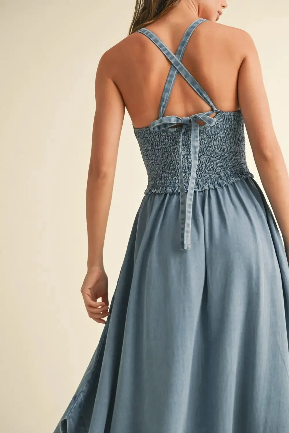 TENCEL SMOCKING TOP LONG DRESS