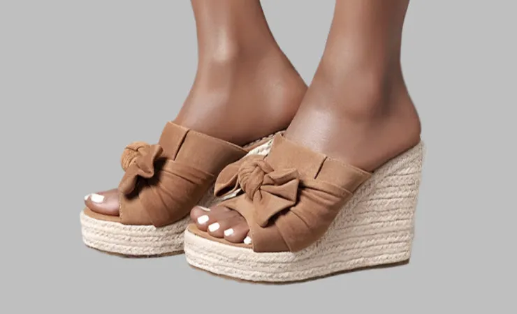 THE Espadrille Peep Toe Wedge Slide