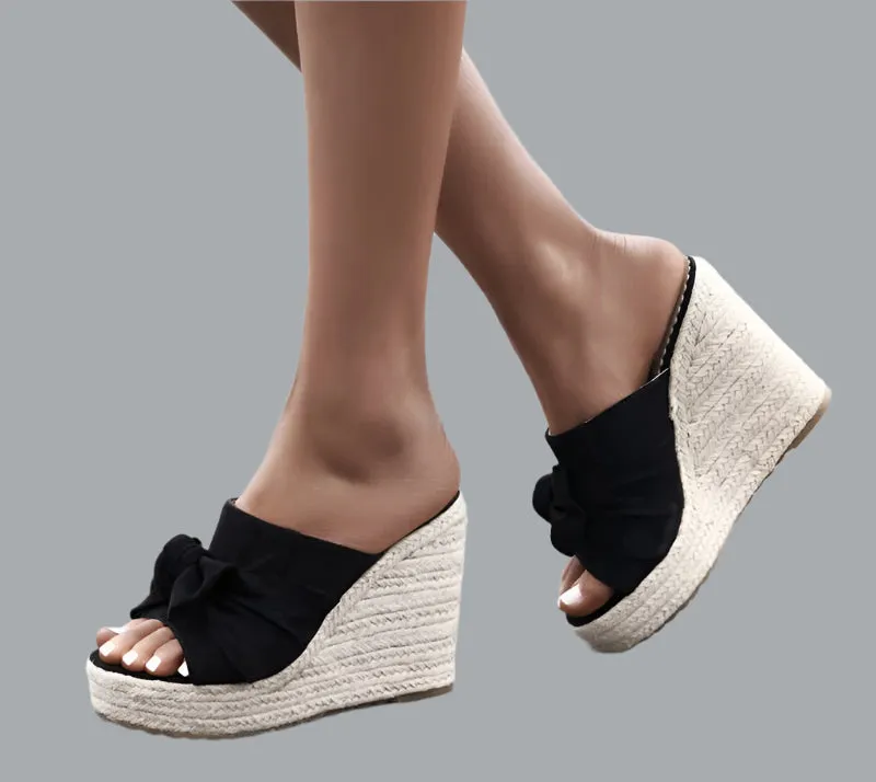 THE Espadrille Peep Toe Wedge Slide