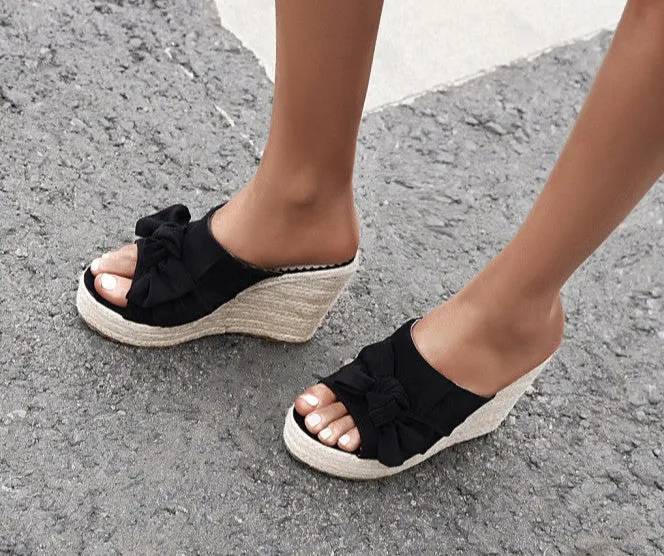 THE Espadrille Peep Toe Wedge Slide