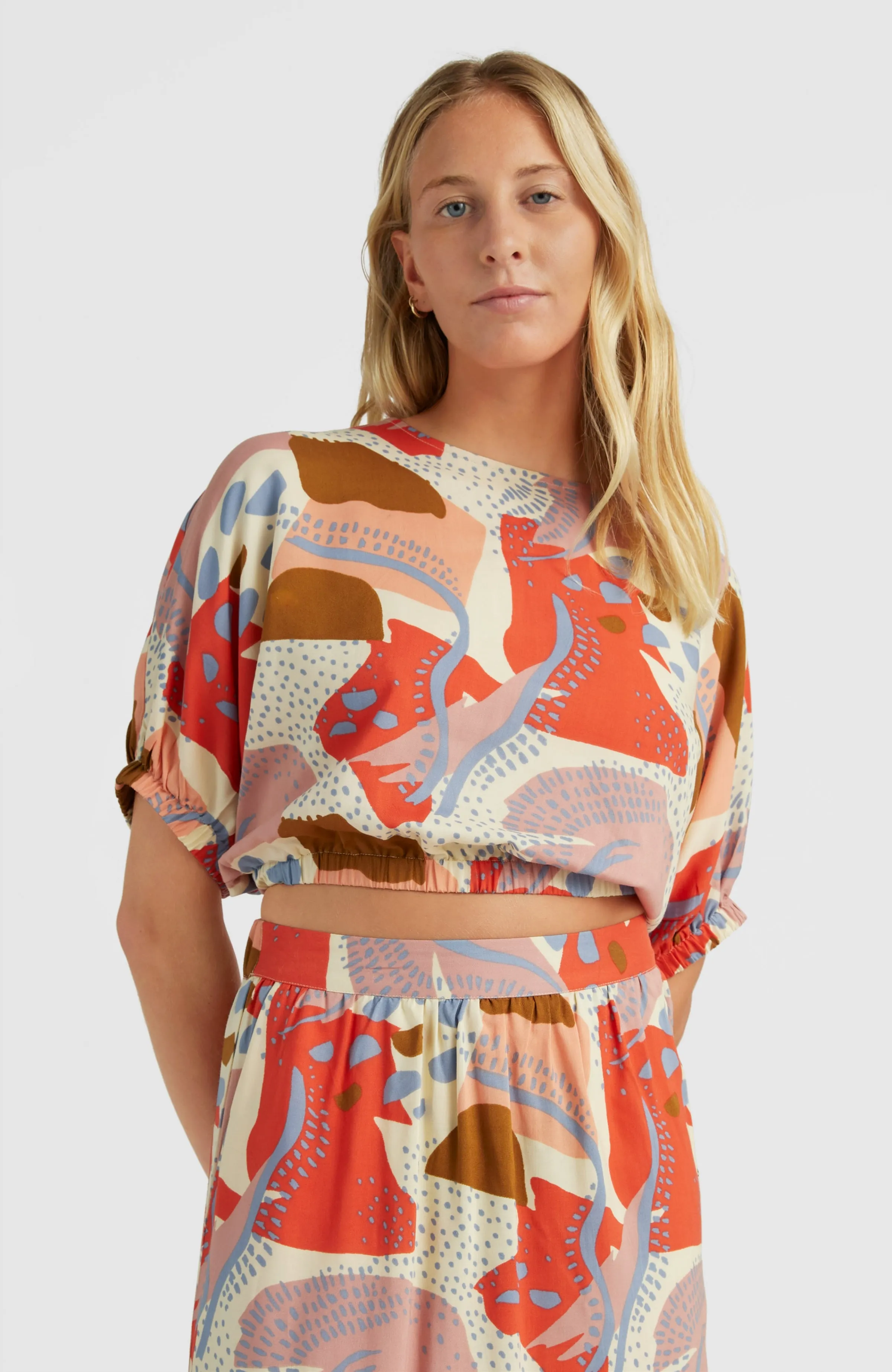 Tidda Woven Crop-Top | Patchwork Print