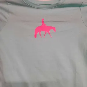 Torquoise Shirt with Pink Western Horse Kids XS