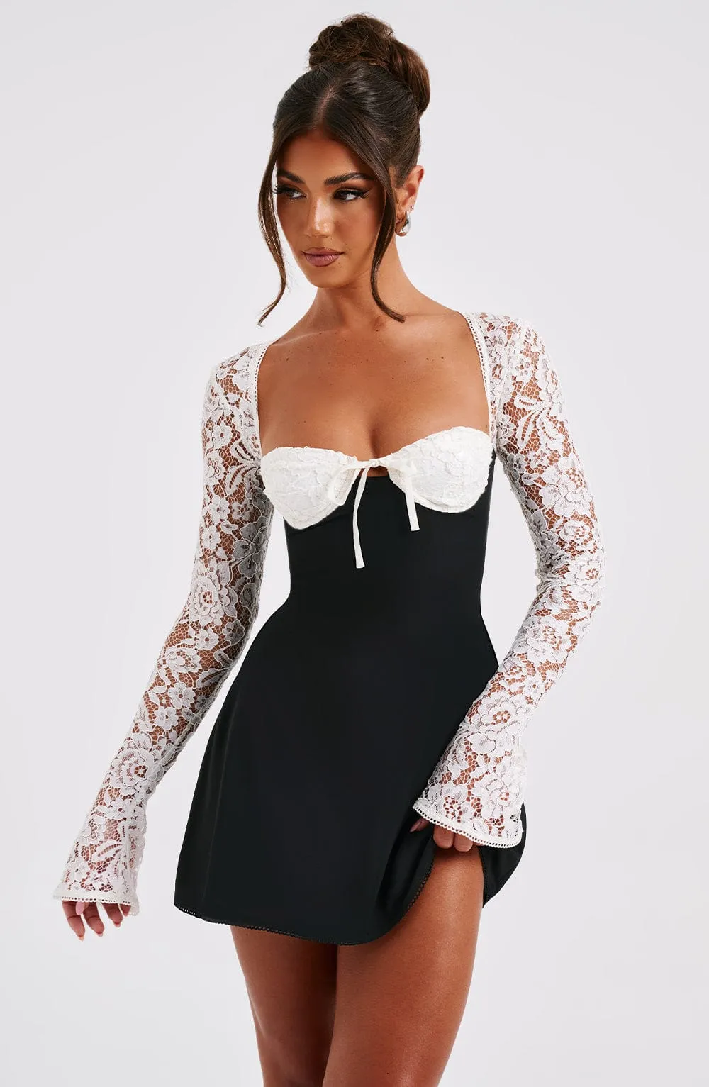 Twilight Temptation Mini Dress - Black/White
