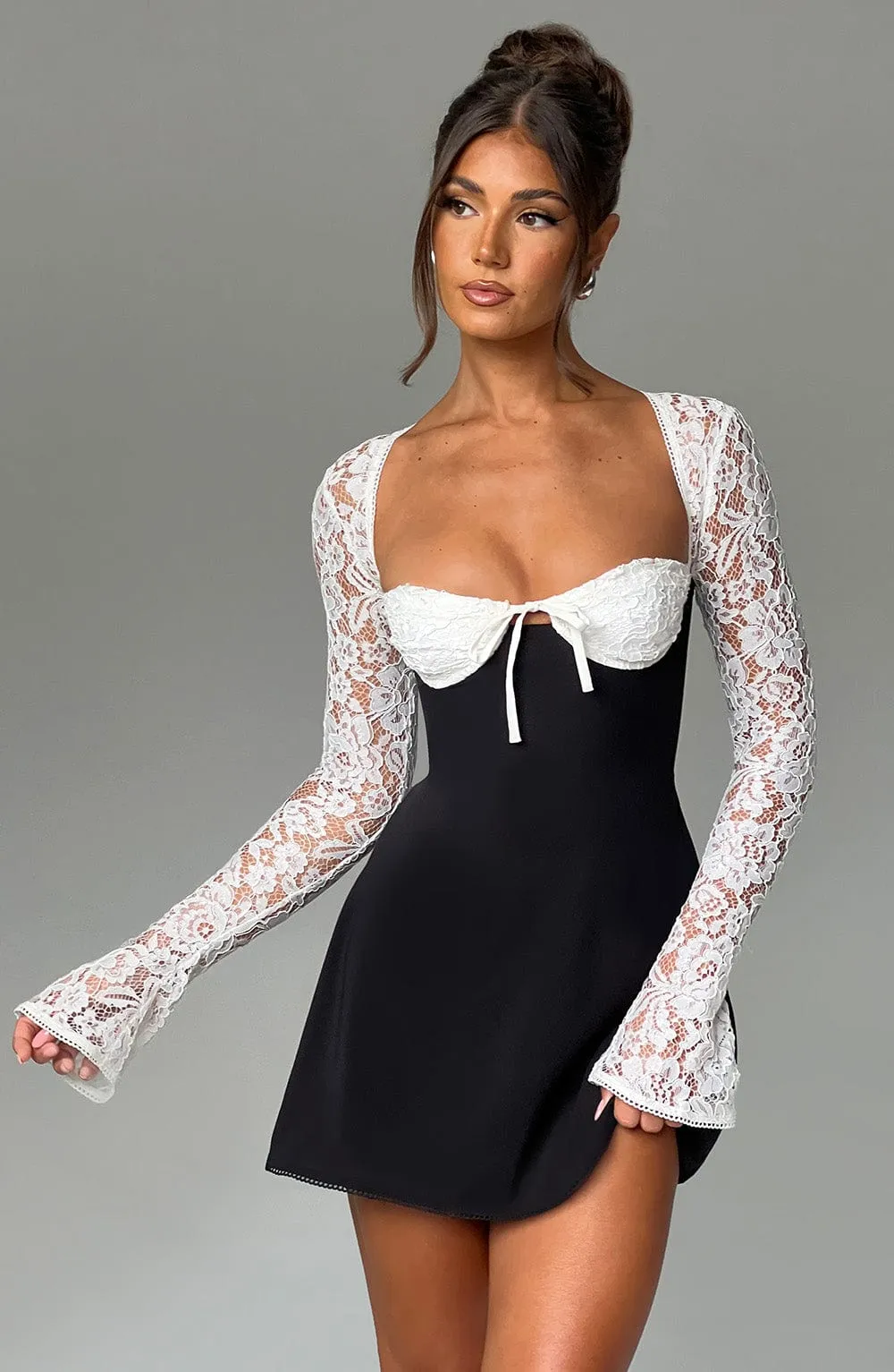 Twilight Temptation Mini Dress - Black/White
